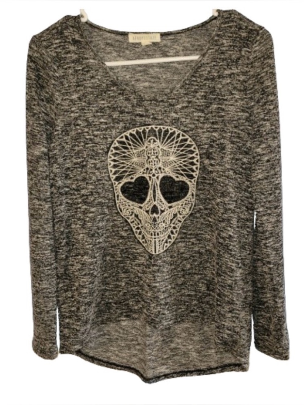 Aeropostale Skull embellished long sleeved knit top